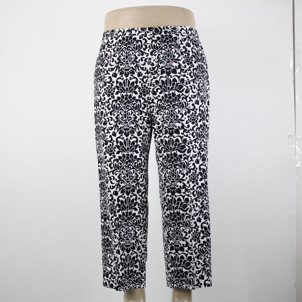 Saks Fifth NEW $190 Sport Sz 18 x 26 Black White Elastic Waist Cotton Pant