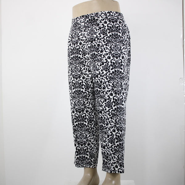 Saks Fifth NEW $190 Sport Sz 18 x 26 Black White Elastic Waist Cotton Pant