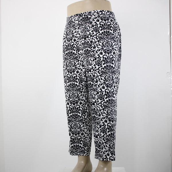 Saks Fifth NEW $190 Sport Sz 18 x 26 Black White Elastic Waist Cotton Pant