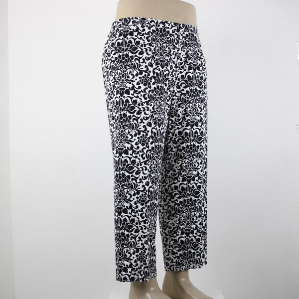 Saks Fifth NEW $190 Sport Sz 18 x 26 Black White Elastic Waist Cotton Pant