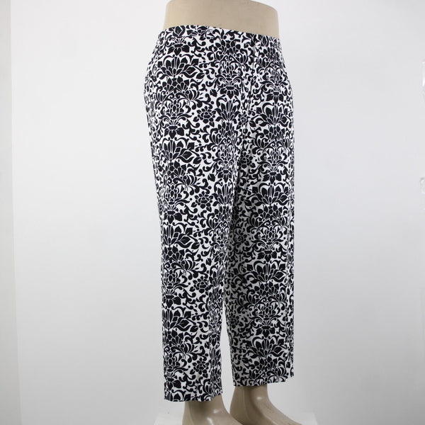 Saks Fifth NEW $190 Sport Sz 18 x 26 Black White Elastic Waist Cotton Pant