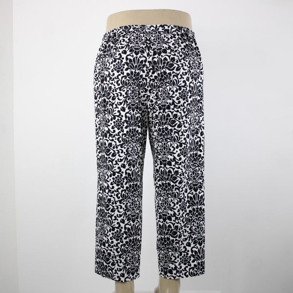 Saks Fifth NEW $190 Sport Sz 18 x 26 Black White Elastic Waist Cotton Pant