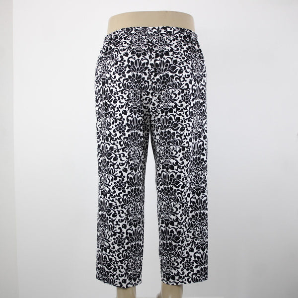 Saks Fifth NEW $190 Sport Sz 18 x 26 Black White Elastic Waist Cotton Pant