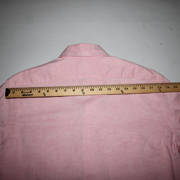Barba Sz 16/41 Pink Collared 1/2 Button Up Short Sleeve Cotton Linen Shirt