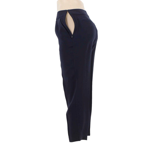 J Crew Sz 0 X 26 Navy Blue Zip Side Closure 100% Polyester Crop Pant