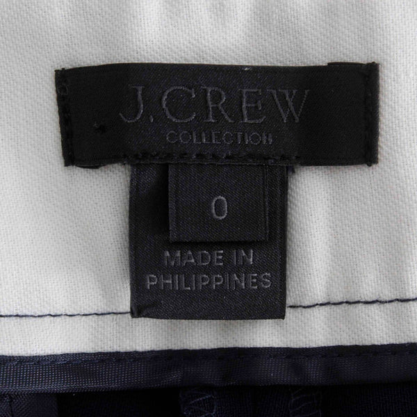 J Crew Sz 0 X 26 Navy Blue Zip Side Closure 100% Polyester Crop Pant