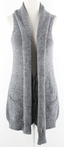 Nikibiki Sz S Gray Knit Wool Blend Vest With Attached Scarf