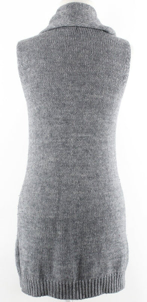 Nikibiki Sz S Gray Knit Wool Blend Vest With Attached Scarf