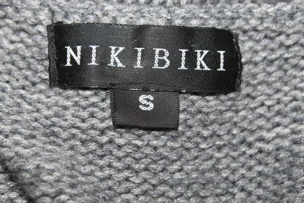 Nikibiki Sz S Gray Knit Wool Blend Vest With Attached Scarf