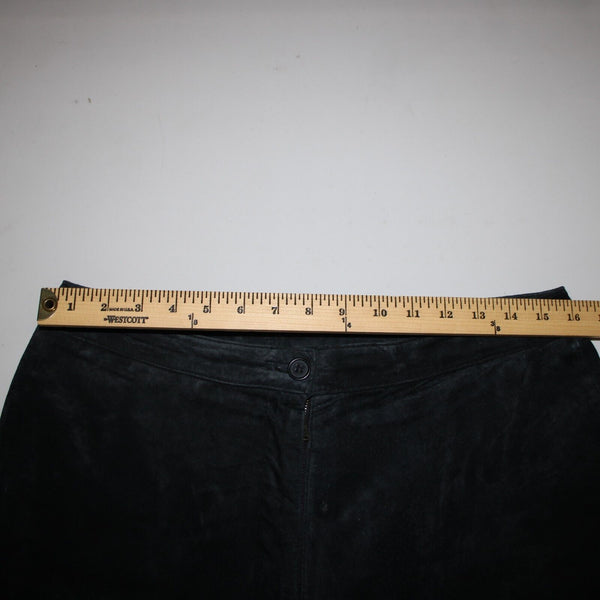 Icicle Sz 10 x 32 Black Straight Leg 100% Suede Leather Polyester Lined Pant
