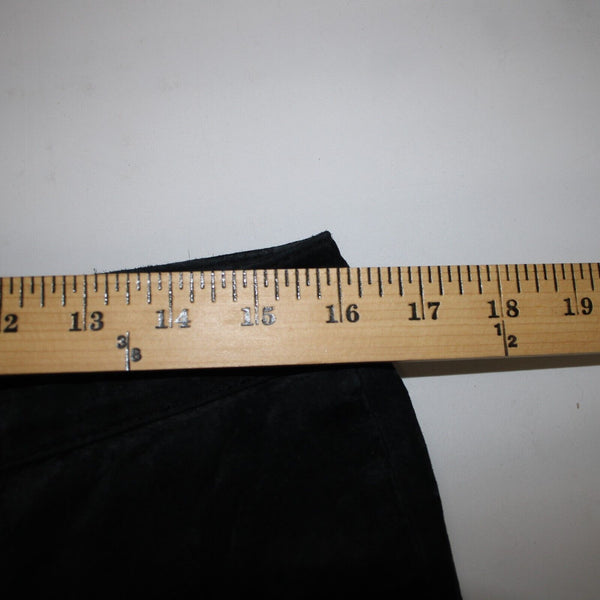 Icicle Sz 10 x 32 Black Straight Leg 100% Suede Leather Polyester Lined Pant