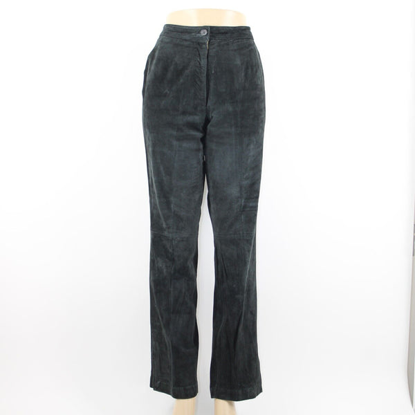 Icicle Sz 10 x 32 Black Straight Leg 100% Suede Leather Polyester Lined Pant
