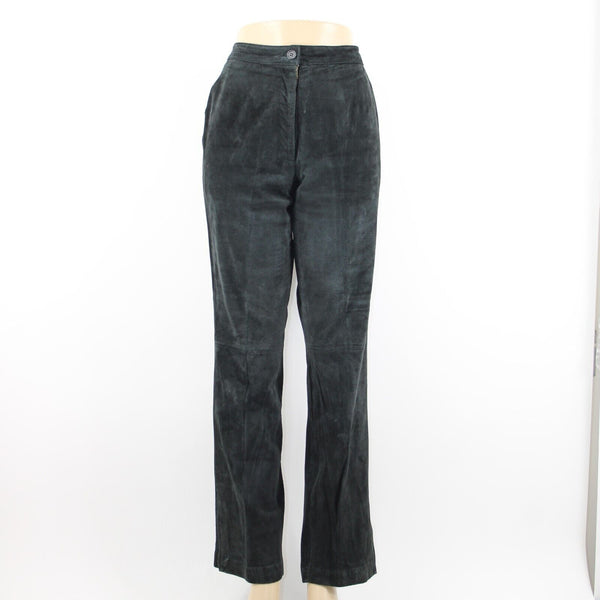 Icicle Sz 10 x 32 Black Straight Leg 100% Suede Leather Polyester Lined Pant