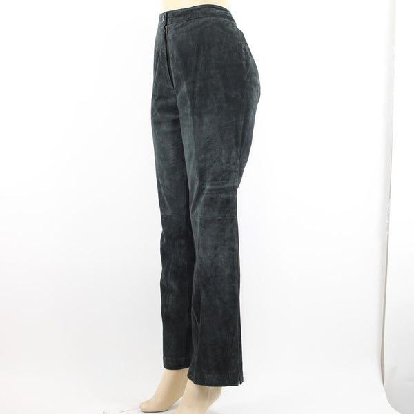 Icicle Sz 10 x 32 Black Straight Leg 100% Suede Leather Polyester Lined Pant