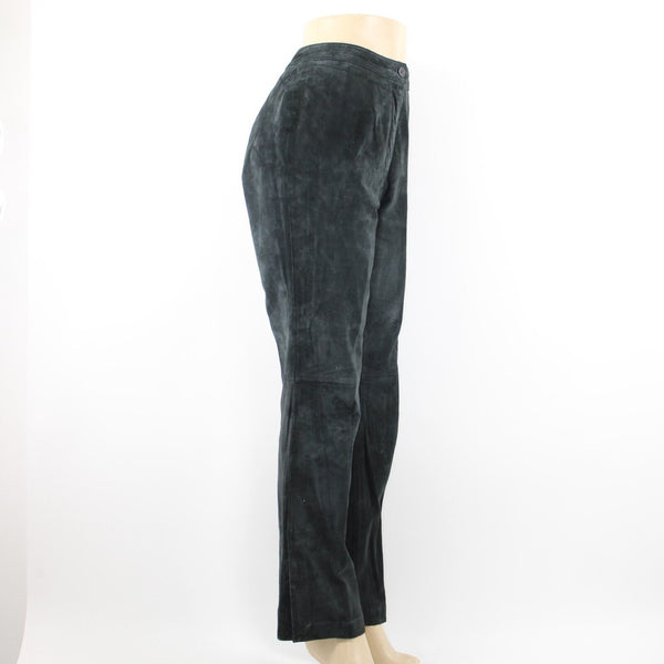 Icicle Sz 10 x 32 Black Straight Leg 100% Suede Leather Polyester Lined Pant