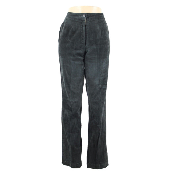Icicle Sz 10 x 32 Black Straight Leg 100% Suede Leather Polyester Lined Pant