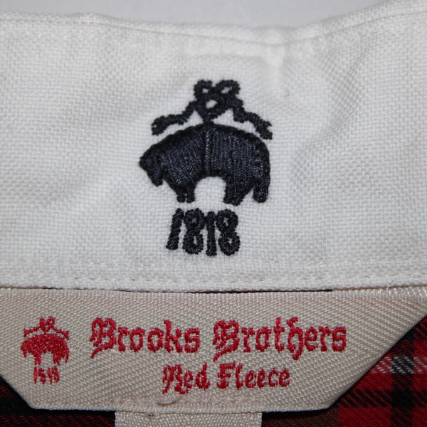Brooks Brothers Red Flannel Sz 10 Red Multicolor Plain Collared 100% Cotton Top
