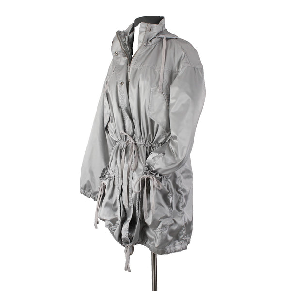 Liz Claiborne Jacket Sz S Silver Hooded Zipper Pockets 100% Polyester Jacket