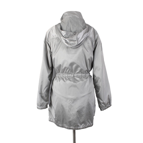 Liz Claiborne Jacket Sz S Silver Hooded Zipper Pockets 100% Polyester Jacket