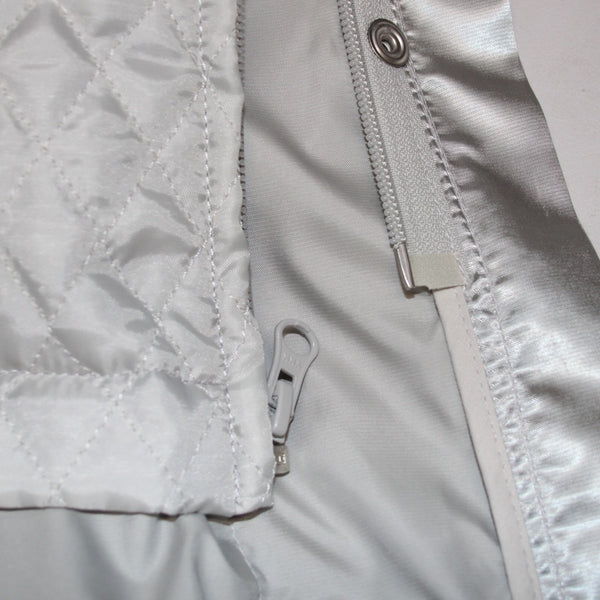 Liz Claiborne Jacket Sz S Silver Hooded Zipper Pockets 100% Polyester Jacket