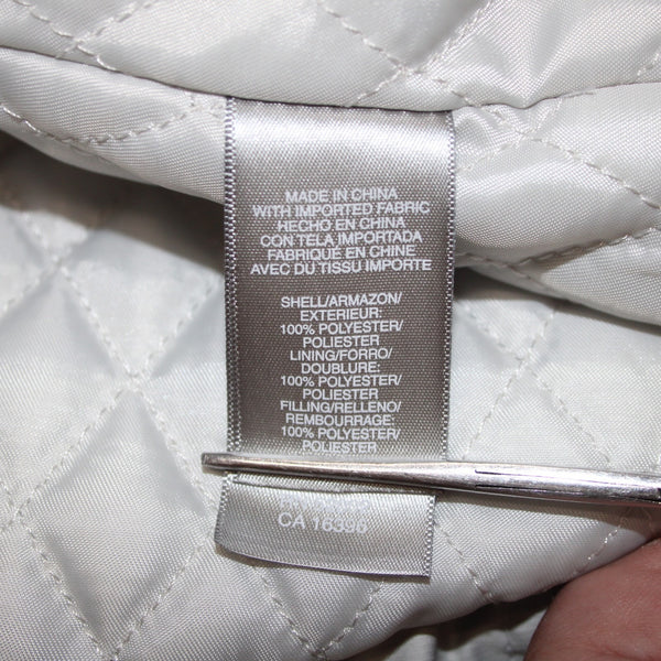 Liz Claiborne Jacket Sz S Silver Hooded Zipper Pockets 100% Polyester Jacket
