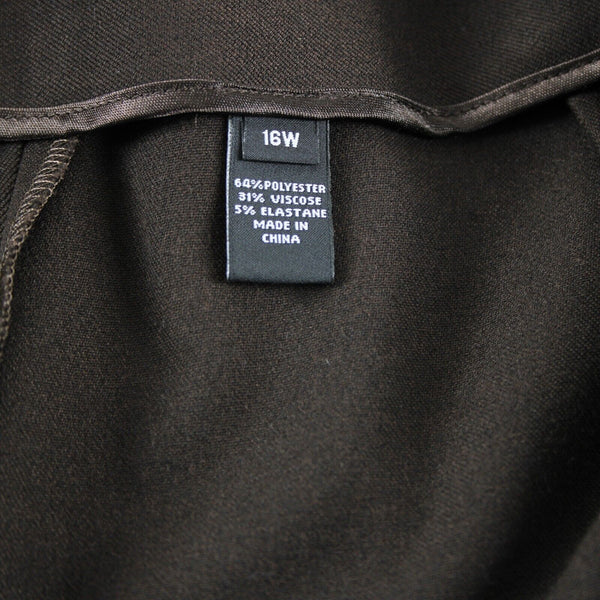 Saks Fifth NEW $178 Sz 16W X 32 Brown Side Zip Polyester Viscose Dress Pant