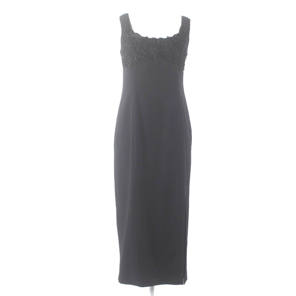 Shelli Segal Dress Laundry Sz 12 Black Embroidered Lined Polyester Acrylic Dress