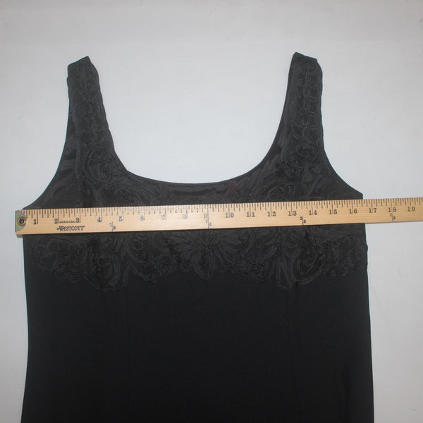Shelli Segal Dress Laundry Sz 12 Black Embroidered Lined Polyester Acrylic Dress