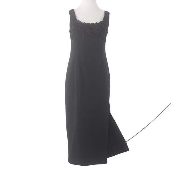 Shelli Segal Dress Laundry Sz 12 Black Embroidered Lined Polyester Acrylic Dress