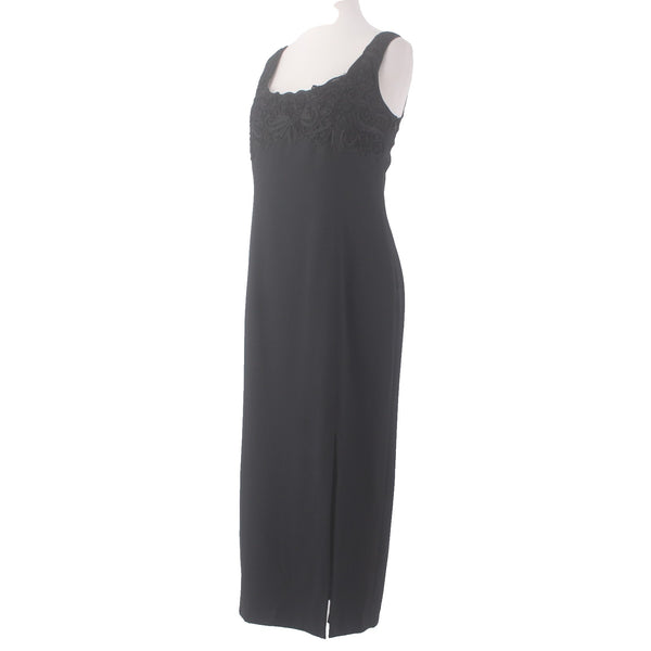 Shelli Segal Dress Laundry Sz 12 Black Embroidered Lined Polyester Acrylic Dress