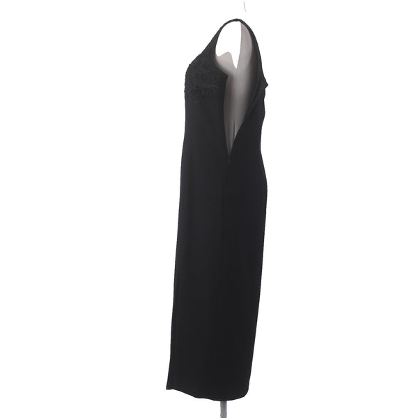 Shelli Segal Dress Laundry Sz 12 Black Embroidered Lined Polyester Acrylic Dress