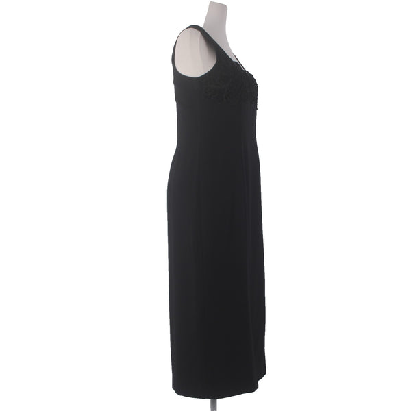 Shelli Segal Dress Laundry Sz 12 Black Embroidered Lined Polyester Acrylic Dress