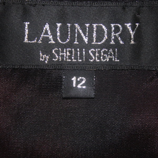Shelli Segal Dress Laundry Sz 12 Black Embroidered Lined Polyester Acrylic Dress