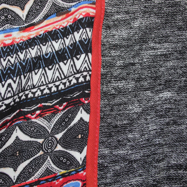 Citron Top Poeme Sz M Black White Multi Colored Asymmetrical Poly Rayon Top