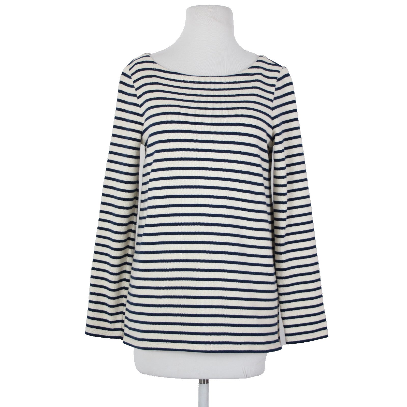 Eileen Fisher Sz XXS Cream Navy Blue Striped 100% Organic Cotton Sweater