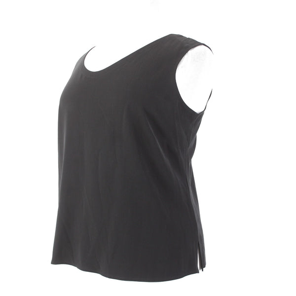 Eileen Fisher Top NEW $138 Sz 2X Black Rounded Shell 100% Silk Top