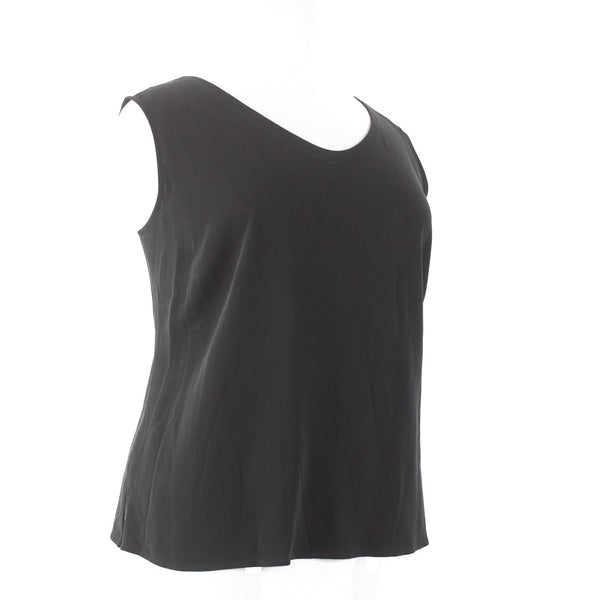 Eileen Fisher Top NEW $138 Sz 2X Black Rounded Shell 100% Silk Top