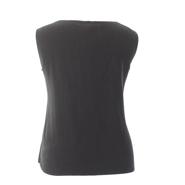 Eileen Fisher Top NEW $138 Sz 2X Black Rounded Shell 100% Silk Top