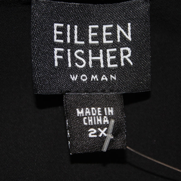 Eileen Fisher Top NEW $138 Sz 2X Black Rounded Shell 100% Silk Top