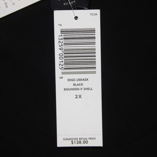 Eileen Fisher Top NEW $138 Sz 2X Black Rounded Shell 100% Silk Top