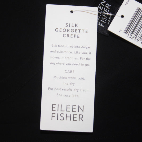 Eileen Fisher Top NEW $138 Sz 2X Black Rounded Shell 100% Silk Top