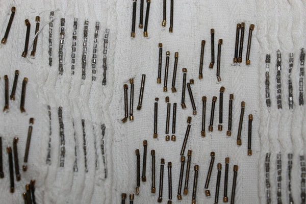 Free People Sz SP Cream Bronze Beaded Asym Hem Viscose Tunic Cotton Dress