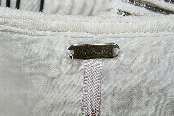 Free People Sz SP Cream Bronze Beaded Asym Hem Viscose Tunic Cotton Dress