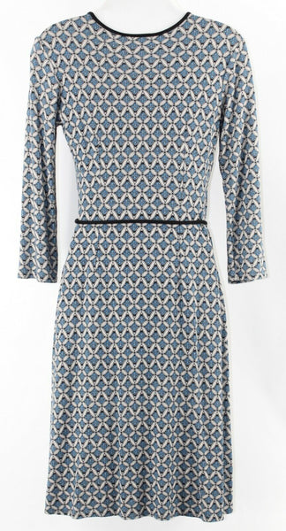Ann Taylor LOFT Sz 0 Blue Black Gray 2Pc Belt Faux Wrap Rayon Blend Dress