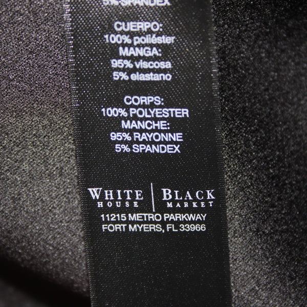 White House BM Top Sz 10 Black Hi Lo Zipper Poly Rayon Top