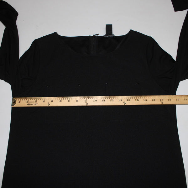 White House BM Top Sz 10 Black Hi Lo Zipper Poly Rayon Top