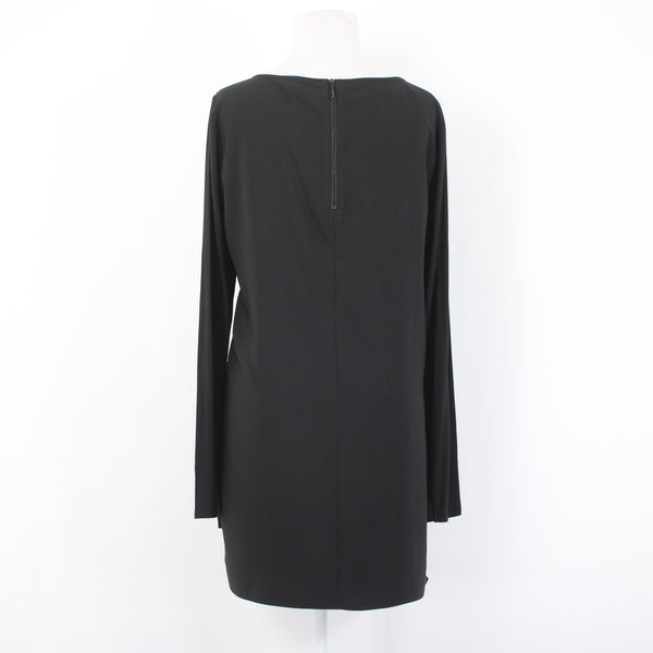 White House BM Top Sz 10 Black Hi Lo Zipper Poly Rayon Top