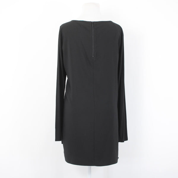 White House BM Top Sz 10 Black Hi Lo Zipper Poly Rayon Top