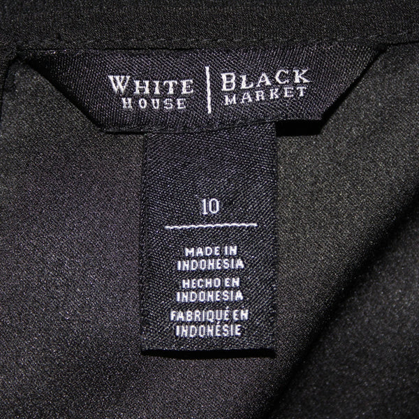 White House BM Top Sz 10 Black Hi Lo Zipper Poly Rayon Top