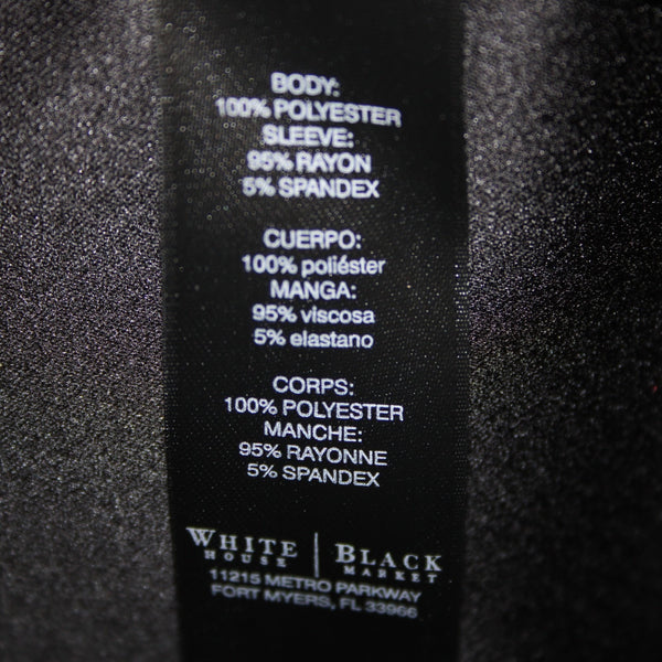 White House BM Top Sz 10 Black Hi Lo Zipper Poly Rayon Top
